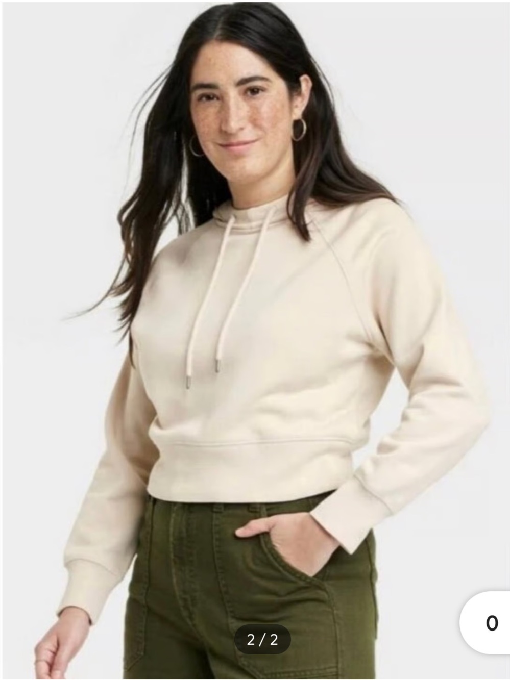 Universal Thread Cropped Pullover Hoodie in Beige